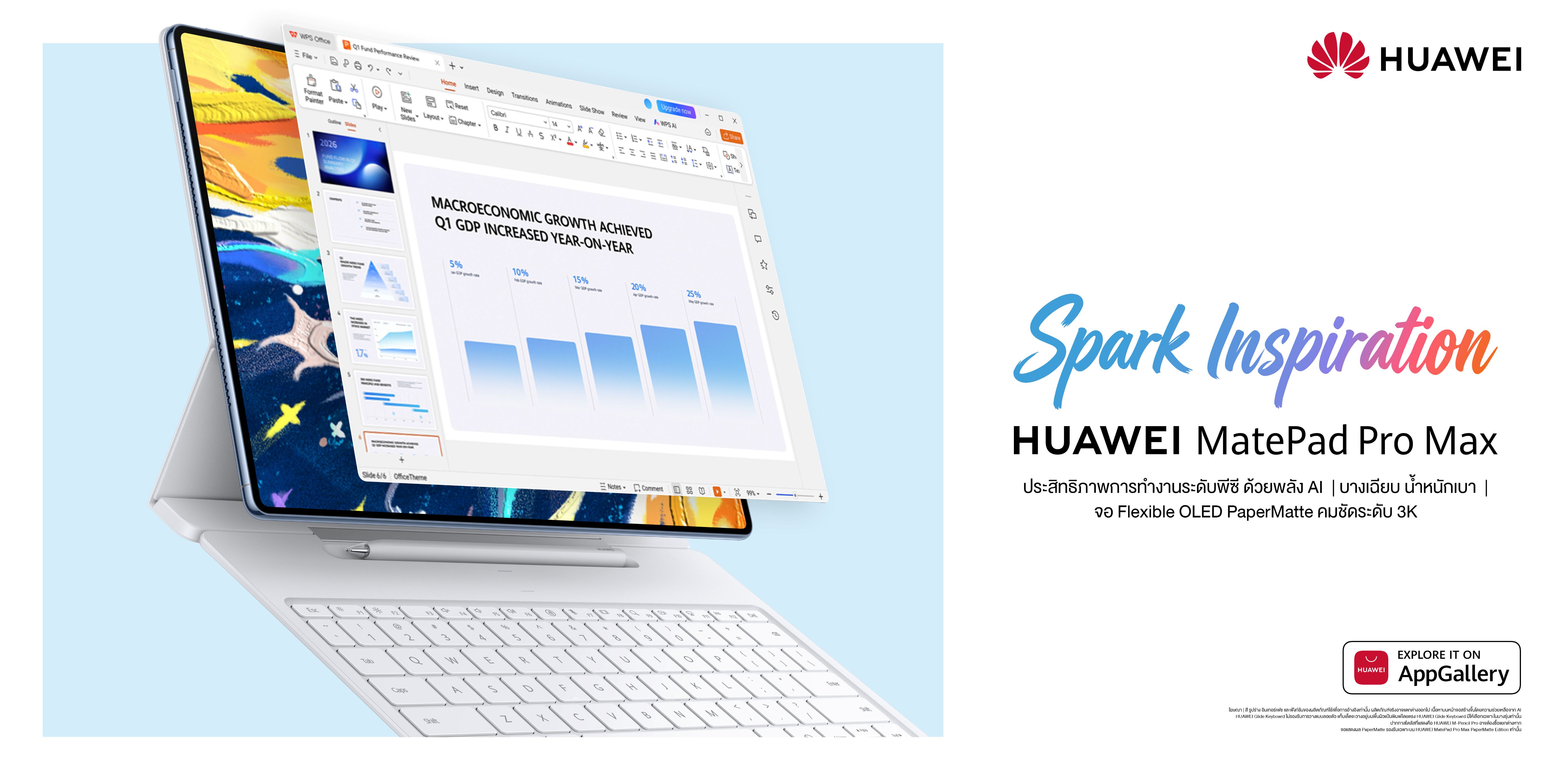 HUAWEI MatePad Pro Max ที่สุดของแท็บเล็ตตอบโจทย์คนทำงานยุคใหม่ ก้าวข้ามขีดจำกัดด้วย AI อัจฉริยะ บนดีไซน์บางที่สุดในโลกเพียง 4.7 มม.
